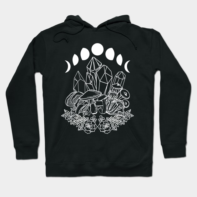 Moon Phases Crystals Mushrooms Succulents Witchy Hoodie by srojas26